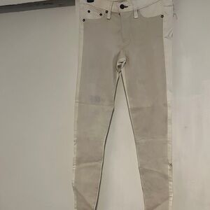 rag & bone Women's Skinny Jeans in off white and leather